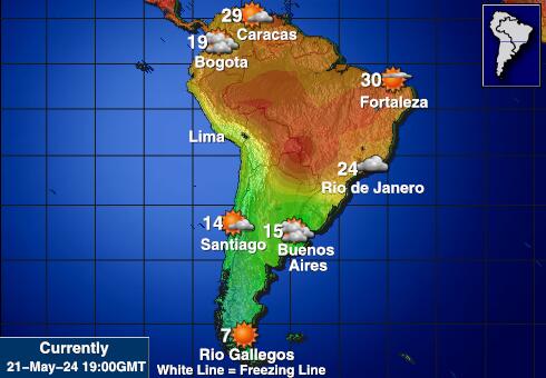 Sør Amerika Værmelding Temperatur kart 