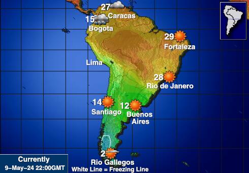 Dél Amerika Időjárás hőmérsékleti térkép 