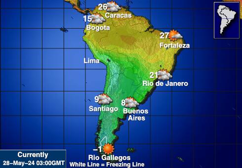 Südamerika Wettervorhersage Temperaturkarte 