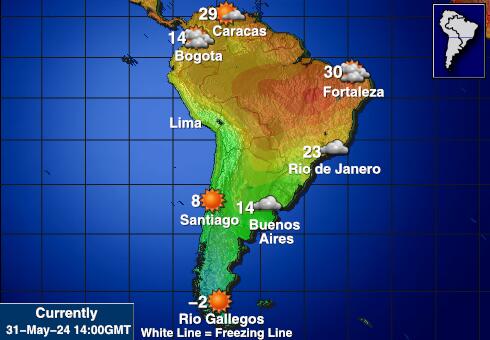 South America Předpověď počasí Teplota Mapa 