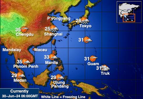 South Korea Předpověď počasí Teplota Mapa 