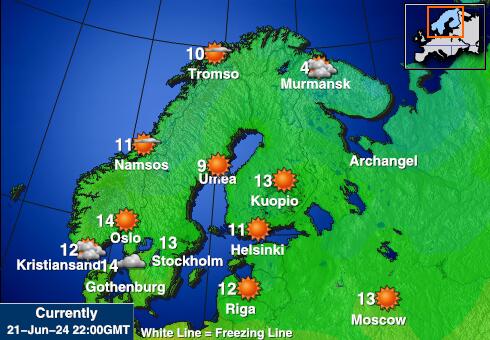 Sweden Předpověď počasí Teplota Mapa 