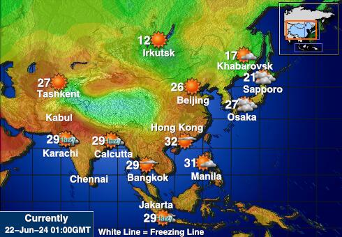 Tajikistan Předpověď počasí Teplota Mapa 