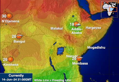 Tanzania Værmelding Temperatur kart 