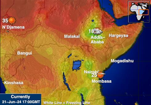 Tanzania Předpověď počasí Teplota Mapa 