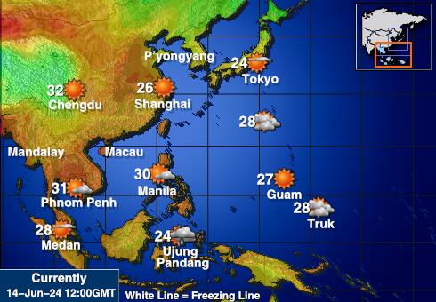 Thailand Værmelding Temperatur kart 