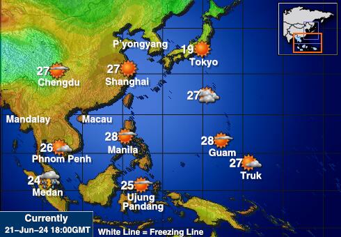Thailand Předpověď počasí Teplota Mapa 