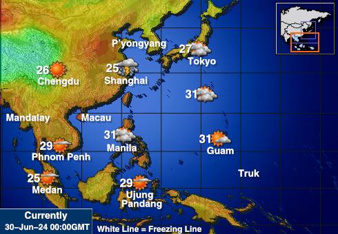 Thailand Předpověď počasí Teplota Mapa 