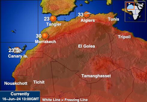 Tunisia Værmelding Temperatur kart 