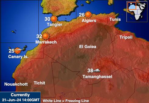 Tunisia Předpověď počasí Teplota Mapa 