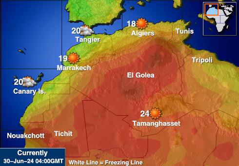 Tunisia Předpověď počasí Teplota Mapa 