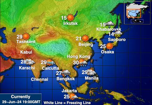 Turkmenistan Předpověď počasí Teplota Mapa 