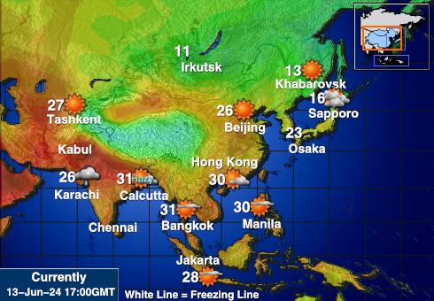 Turkmenistan Værmelding Temperatur kart 