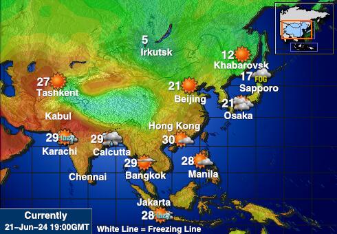 Turkmenistan Předpověď počasí Teplota Mapa 