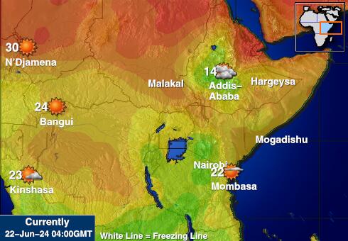 Uganda Předpověď počasí Teplota Mapa 