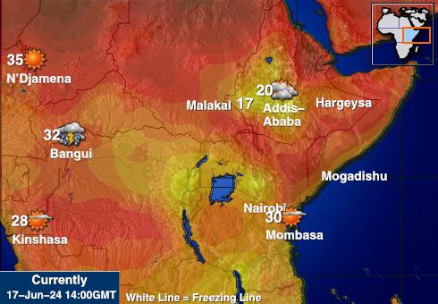 Uganda Værmelding Temperatur kart 