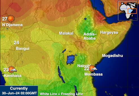 Uganda Předpověď počasí Teplota Mapa 