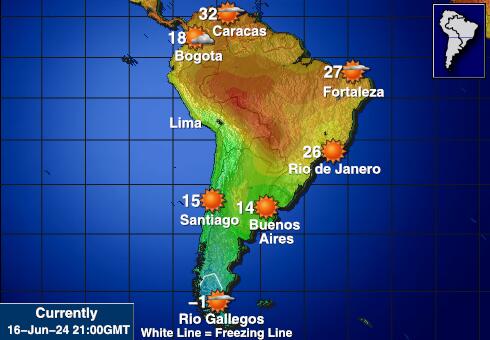 Uruguay Værmelding Temperatur kart 