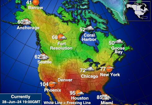 USA Idaho Předpověď počasí Teplota Mapa 