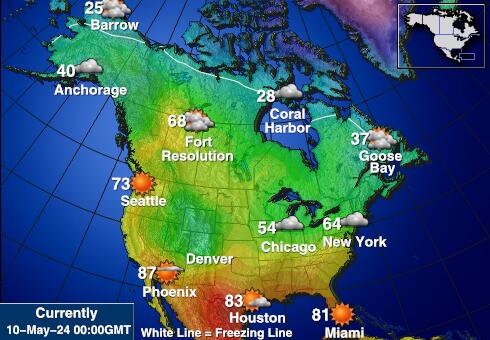USA Maine Weather Forecast Temperature Map 