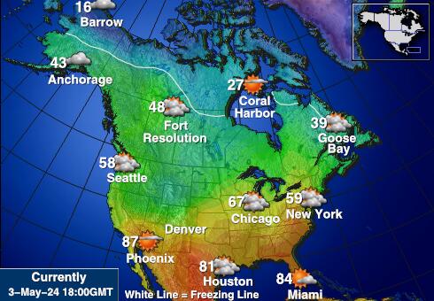 USA New hampshire Weather Forecast Temperature Map 