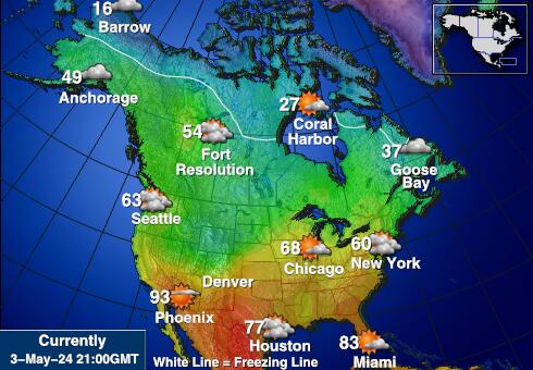 USA New hampshire Weather Forecast Temperature Map 