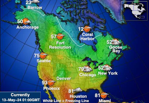 USA New york Weather Forecast Temperature Map 