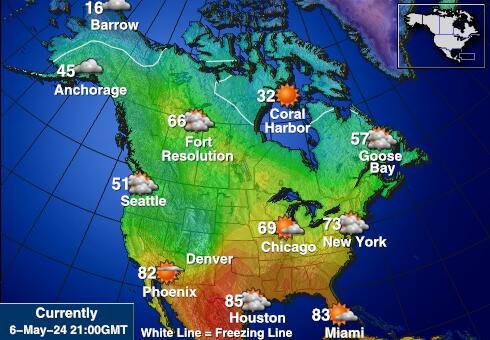 USA North dakota Weather Forecast Temperature Map 