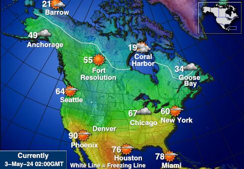 USA North dakota Weather Forecast Temperature Map 