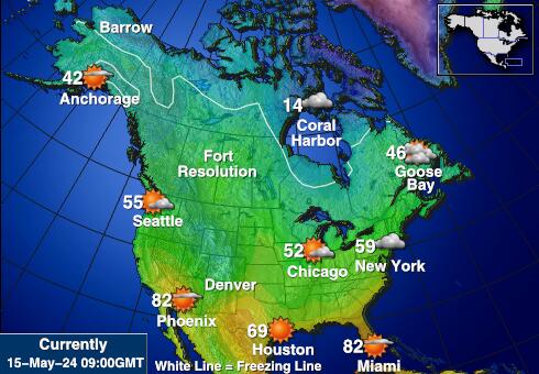 USA Washington Weather Forecast Temperature Map 