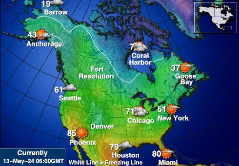 USA Washington Weather Forecast Temperature Map 
