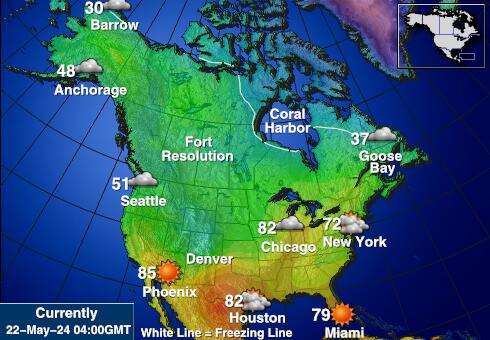 USA Stati Uniti Previsioni meteo temperatura mappa 