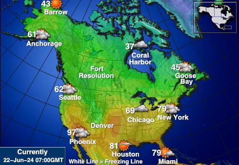 USA West virginia Předpověď počasí Teplota Mapa 