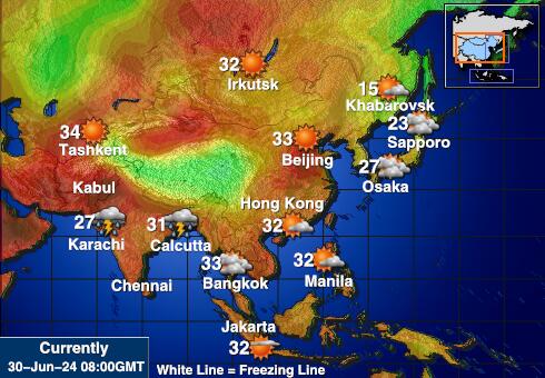 Uzbekistan Předpověď počasí Teplota Mapa 