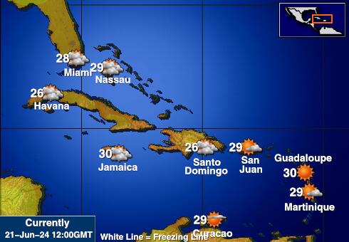 Virgin Islands US Předpověď počasí Teplota Mapa 