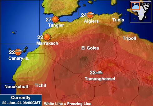 Western Sahara Předpověď počasí Teplota Mapa 