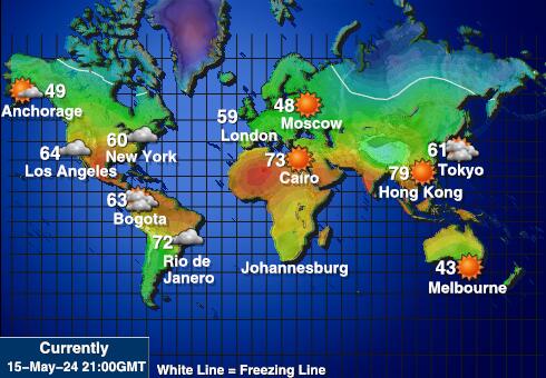 World Předpověď počasí Teplota Mapa 