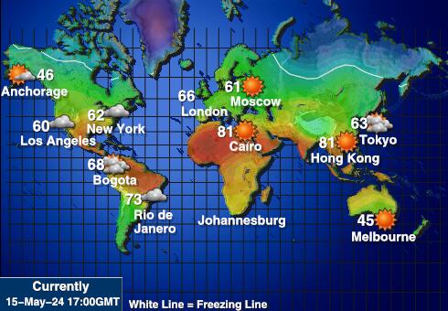 Maailman Sääennuste lämpötila kartalla 