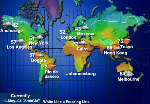 mondo Previsioni meteo temperatura mappa 