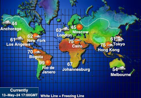 العالم توقعات الطقس درجة الحرارة خريطة 
