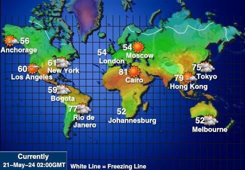 Wereld Weersverwachting Temperatuur Kaart 