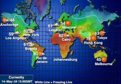 Welt Wettervorhersage Temperaturkarte 