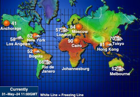 World Předpověď počasí Teplota Mapa 