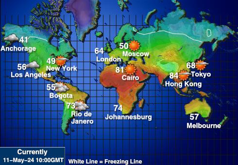 Verden Vejrudsigt Temperatur Kort 