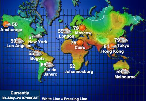 Monde Météo carte des températures de prévision 