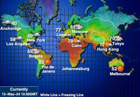 Mundo Mapa del tiempo la temperatura de previsión 