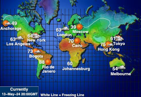 العالم توقعات الطقس درجة الحرارة خريطة 