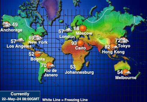 mondo Previsioni meteo temperatura mappa 
