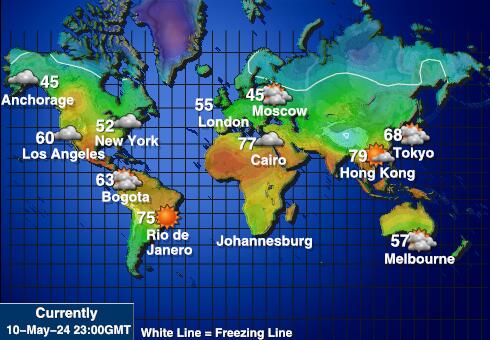 Świat Prognoza pogody temperaturę na mapie 