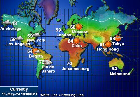 Wereld Weersverwachting Temperatuur Kaart 